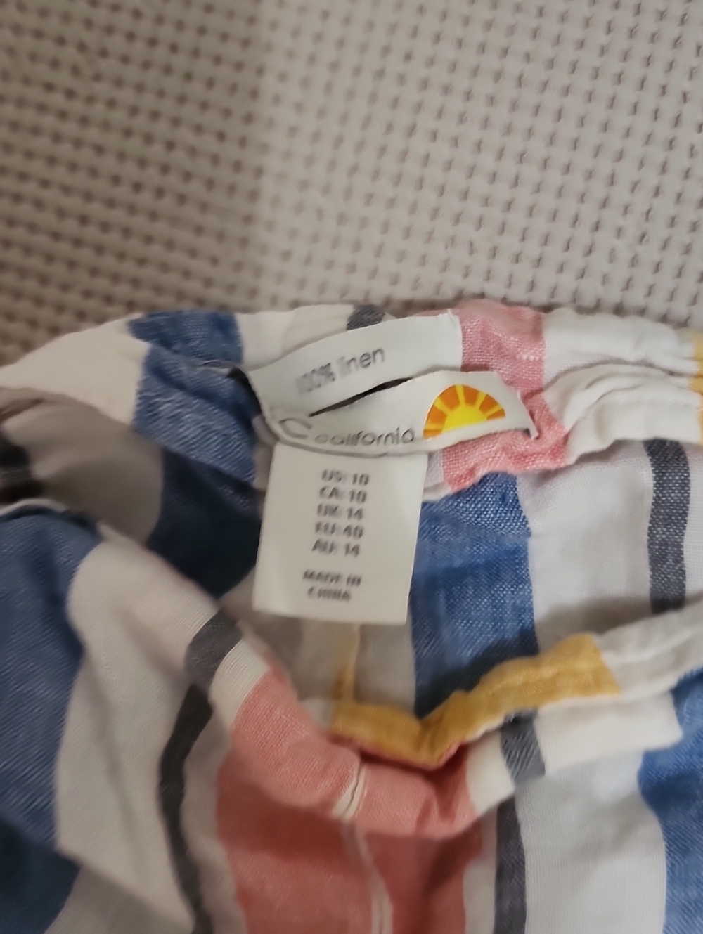 C&C California Linen Blend Striped Shorts in Blue, Pink, Yellow, White